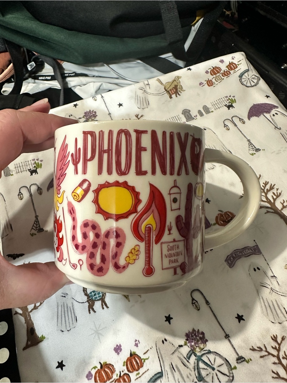 Starbucks Phoenix Illustrated Ceramic Mug - Red and Yellow